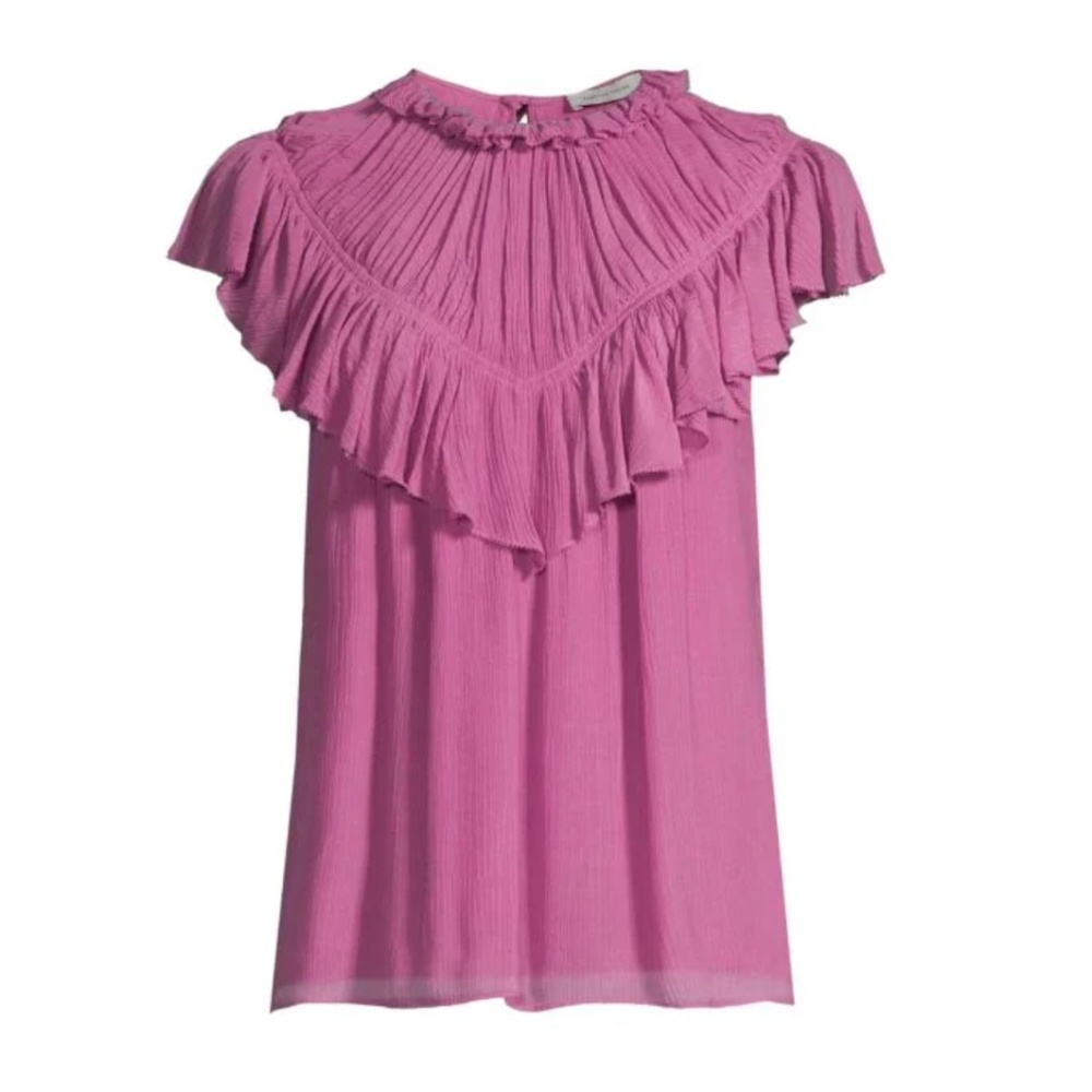 Rebecca Taylor Pink Ruffle Short Sleeve Top